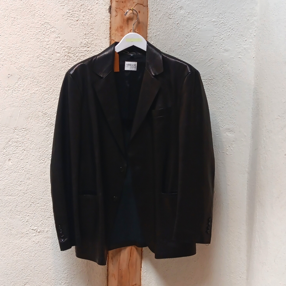 Armani Black Lambskin 2 Button Blazer